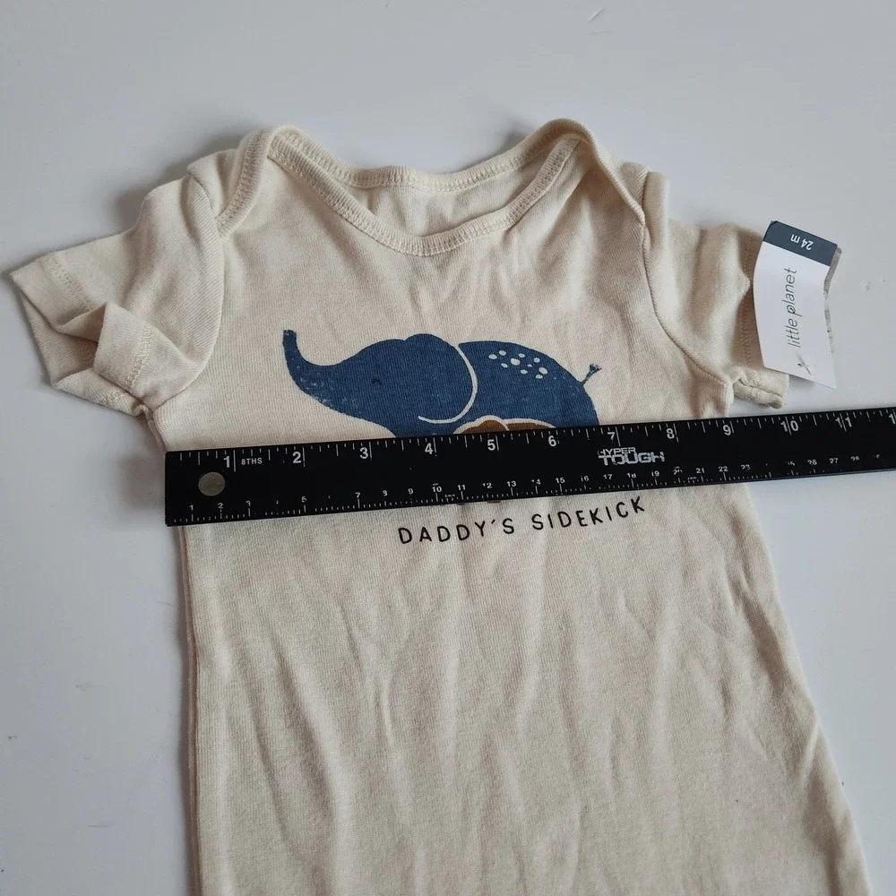 Little Planet Organic Cotton Baby Bodysuit 24 Months Elephants Daddy's Sidekick‎